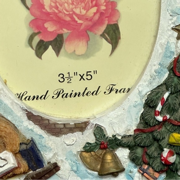 Photo Frame 3.5" X 5" Holiday Ceramic Christmas Tree Teddy Bear Wreath Snow - Picture 6 of 14